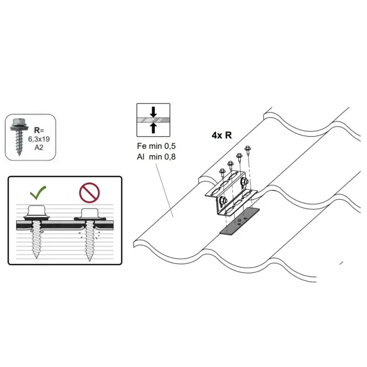 Befestigungsplatte für Dacheindeckung 375x375mm CWL PV-27-02 (5)