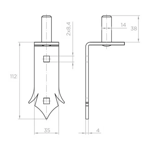 Dekorativer Bandangel-Zapfen Ø 14 mm für Flügeltore – zum Anschrauben 001-510 (2)