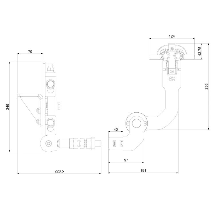 Comunello Albatros Piccolo – Scharniersystem für Falttor bis 4 m / 100 kg 001-530 (8)
