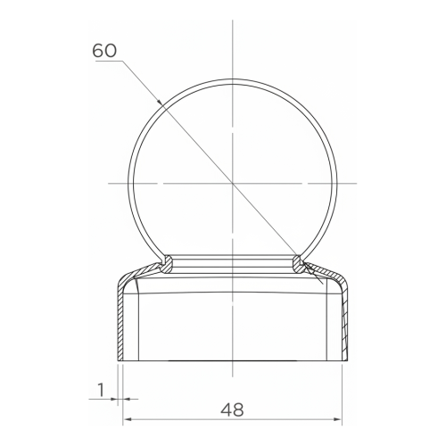Stahl-Zaunkappe für Pfosten Ø 48 mm mit Zierkugel Ø 60 mm 001-591 (2)