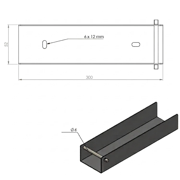 U-Profil Verbinder Halterung für Sockel 300x50 verzinkt GPV-700-54 (3)