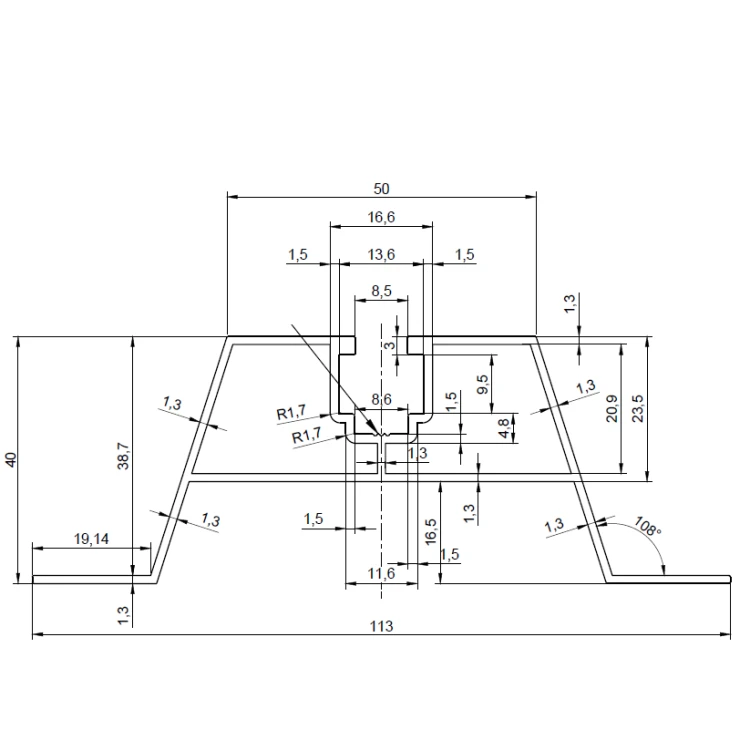 Trapezbrücke Aluminium H100 L330 mit EPDM-Dichtung 2 mm für PV-Montage 001-779 (2)