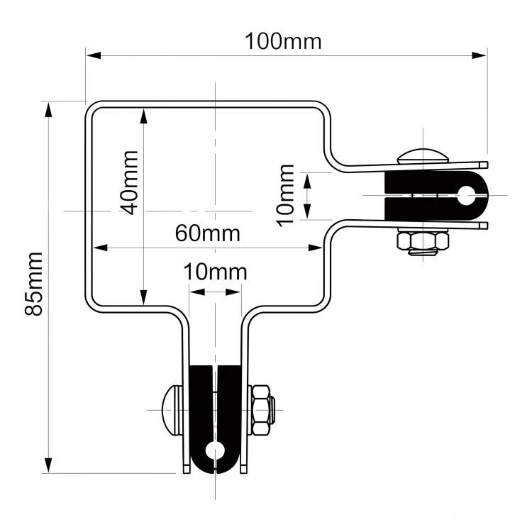 Eckhalterung für Zaunpaneele 60x40 schwarz GPV-700-07 (3)