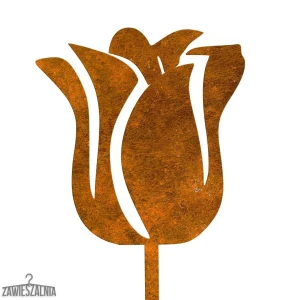 Gartendekoration – rostiger Tulipan aus Cortenstahl 14×95 cm zum Einstechen