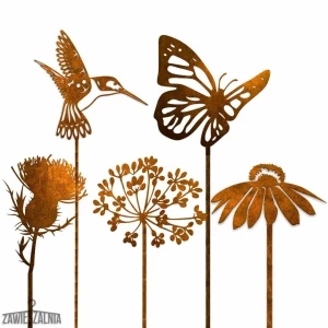Zawieszalnia – Gartenschmuck rostfarbenes Set 5 XXL-Dekorationen aus Corten-Stahl 101 cm