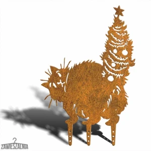 Gartendekoration – Weihnachtskatze XL 58 cm aus Corten-Stahl