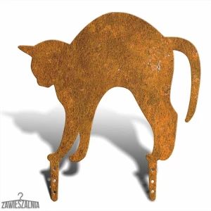 Zawieszalnia – Garten-Vogelscheuche Katze mit Buckel L 38 cm, Corten-Stahl