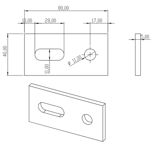Aluminium-Adapter 40x80x5 PV-07-05 (1)