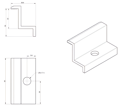 Seitenklemme H30 schwarz eloxiert – PV-Endklemme L50 PV-03-02 (2)