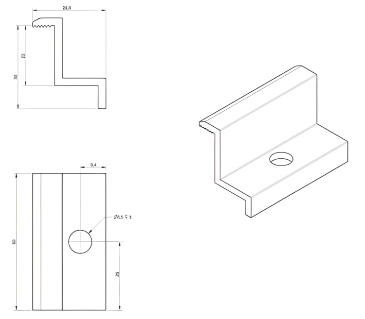 Seitenklemme H30 schwarz eloxiert – PV-Endklemme L50 PV-03-02 (2)