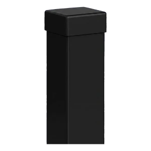 Zaunpfosten aus Stahl 80×80 mm schwarz RAL 9005 – 2,0 m mit Abdeckkappe