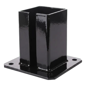 Stahlfußplatte für Tor- und Zaunpfosten 100×100 mm, schwarz