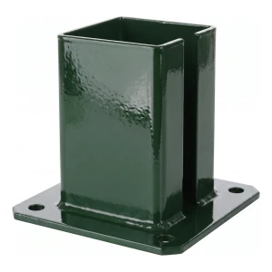 Stahl-Fußplatte für Zaun- und Torpfosten 100×100 mm, grün RAL 6005