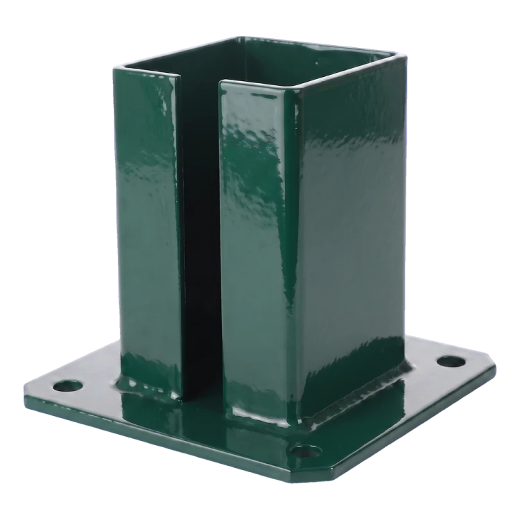 Stahl-Fußplatte für Zaun- und Torpfosten 100×100 mm, grün RAL 6005 000-791 (2)