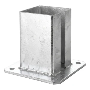 Stahl-Bodenplatte (Fußplatte) für Zaun- und Torpfosten 100×100 mm, feuerverzinkt