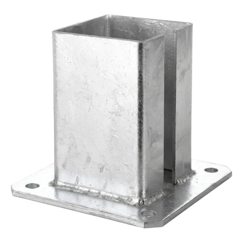 Stahl-Bodenplatte (Fußplatte) für Zaun- und Torpfosten 100×100 mm, feuerverzinkt 000-789 (1)