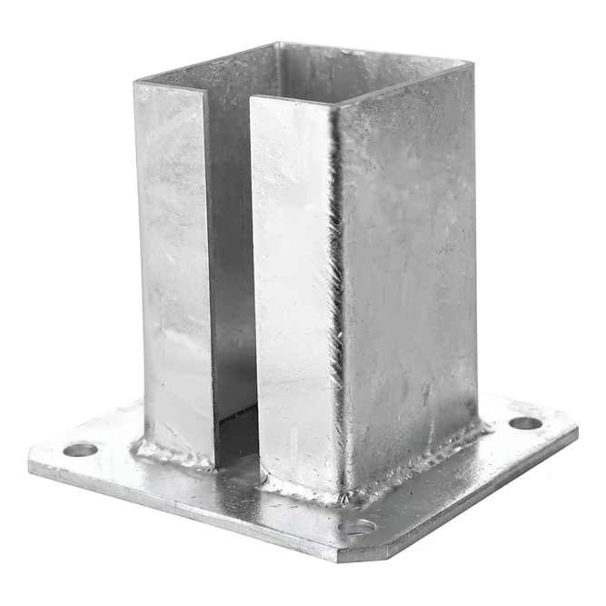 Stahl-Bodenplatte (Fußplatte) für Zaun- und Torpfosten 100×100 mm, feuerverzinkt 000-789 (2)