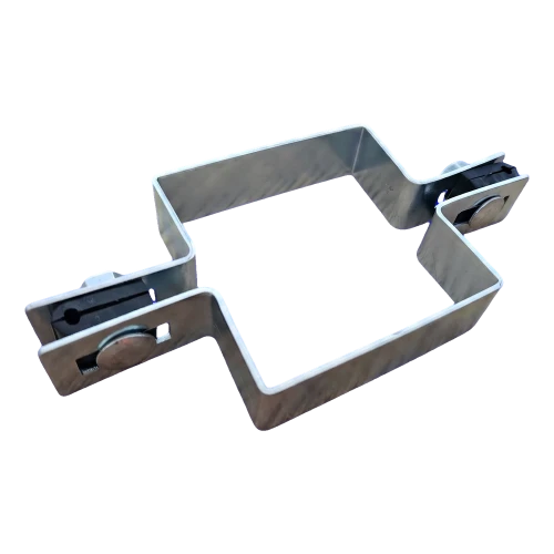 Quadratische Zaunpaneelschelle für Zwischenpfosten 100×100 mm, verzinkt 001-617 (1)