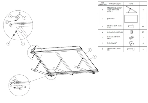 Montagedreieck, verstellbar - 15-30 horizontal - 980x371x850 PV-09-08 (1)