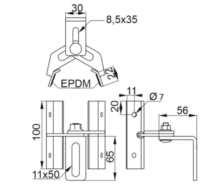 Trapezblechhalterung verstellbar 10cm Edelstahl 1.4016 PV-08-32 (2)