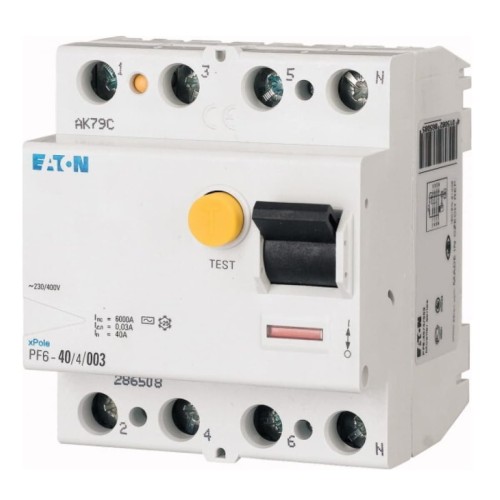 Eaton PF6-40 Fehlerstromschutzschalter 40A 6kA 100mA vierpolig Typ A GPV-401-11