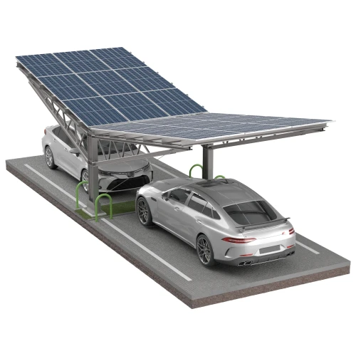 Solarcarport für 2 Fahrzeuge T Eco 11,4m x 3,3m Photovoltaik-Parkplatz GPV-101-09