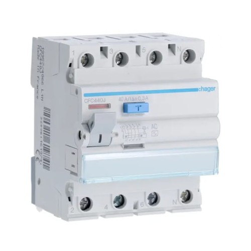 Fehlerstromschutzschalter 3P+N 40A 300mA Typ AC CFC440J HAGER GPV-401-43