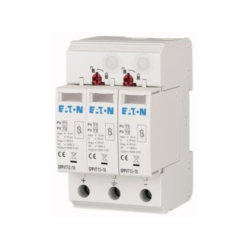 Überspannungsschutz PV DC Typ 1+2 (B+C) 1000V 2P+N 15kA 3,7kV SPPVT12-10-2+PE 177256 EATON GPV-401-44