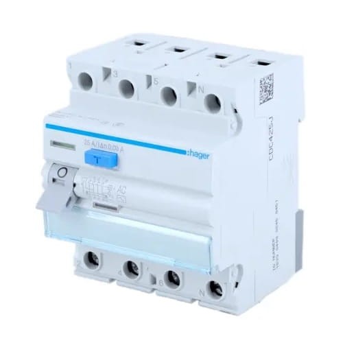 Fehlerstromschutzschalter 3P+N 25A 30mA Typ AC CDC425J HAGER GPV-401-79