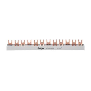 Verbindungsbrücke 3-polig 57 Module 10mm², KDN363B gabelförmig Hager