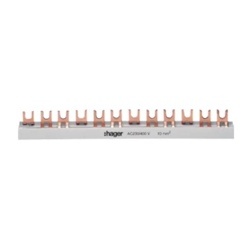 Verbindungsbrücke 3-polig 57 Module 10mm², KDN363B gabelförmig Hager GPV-401-80