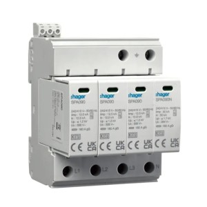Überspannungsschutz Typ 1+2 (B+C) 4P 50kA 1,2kV SPD MOV Netz TN-S/TT Kontakt SPA931 HAGER