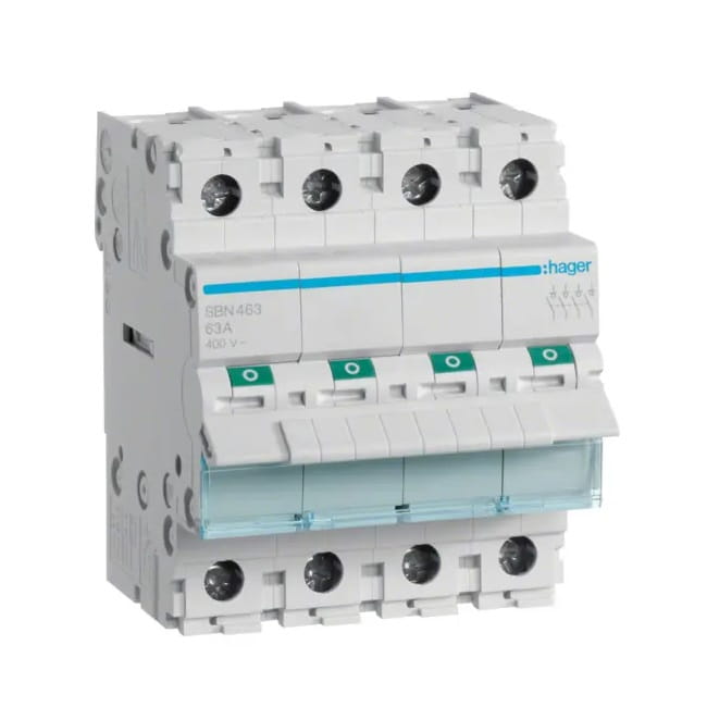 Trennschalter 3-phasig 4P 63A 400V AC SBN463 HAGER GPV-401-106
