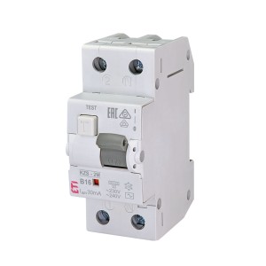 Fehlerstromschutzschalter mit Überstromschutz B 16A 1P+N 30mA Typ AC KZS-2M AC B16/0.03 002173104 ETI