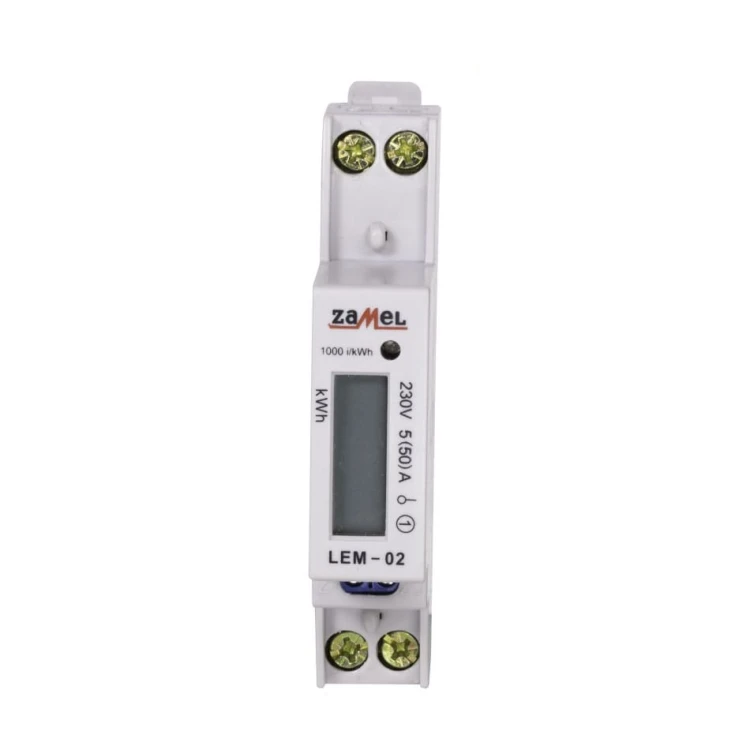 Energiezähler 1-phasig LCD 50 A 1-Modul Typ: LEM-02 ZAMEL GPV-401-184