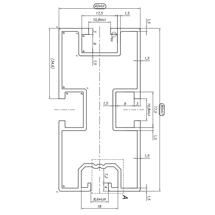 Aluminium Montageprofil 665cm 80x40 für Sechskantschraube PV-01-22 (2)