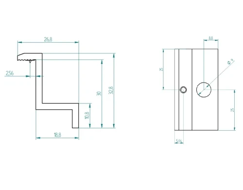 Seitliche Klemmhalterung H30 mit Erdungspin PV-03-32 (2)