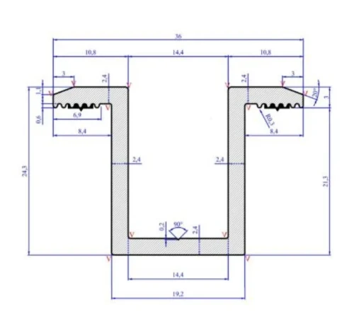 Mittlere Klemmhalterung L50 H25 mit Erdungspin PV-04-19 (2)