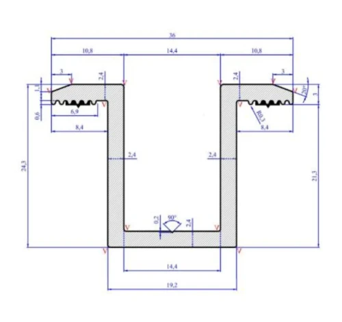 Mittlere Klemmhalterung L50 H25 mit Erdungspin PV-04-19 (2)