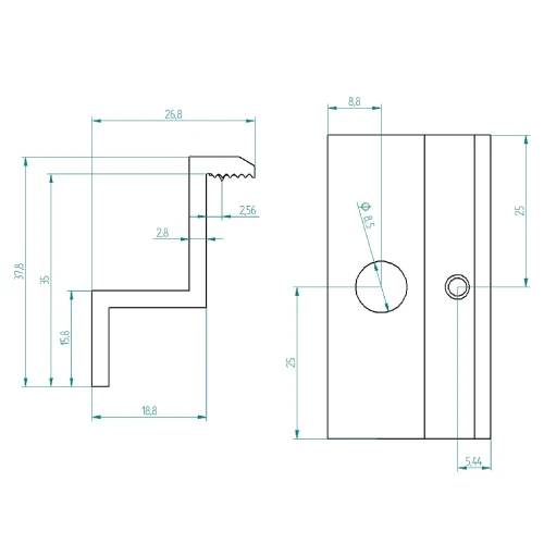 Endklemme H35 L50 - roh mit Erdungsstift PV-03-38 (2)