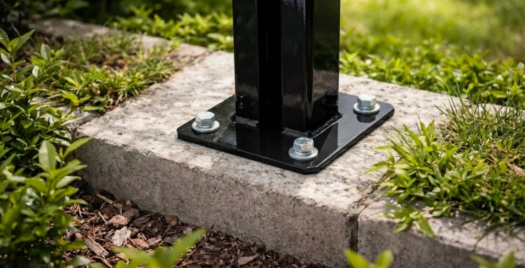 Pfostenfuß 60x40 schwarz RAL 9005 verzinkt 000-153 (3)