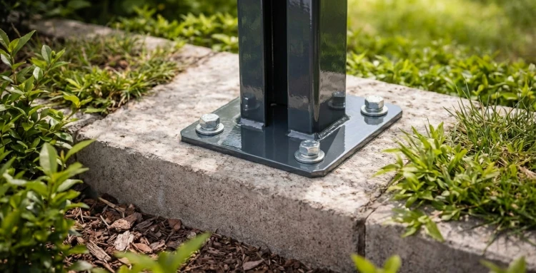 Zaunpfostenfuß 60x40 anthrazit RAL 7016 verzinkt 000-152 (3)