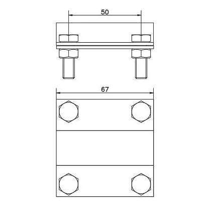 Erdungsverbinder 2-Platten Stab B bis 40 mm, Ø 20 mm PV-24-03 (2)
