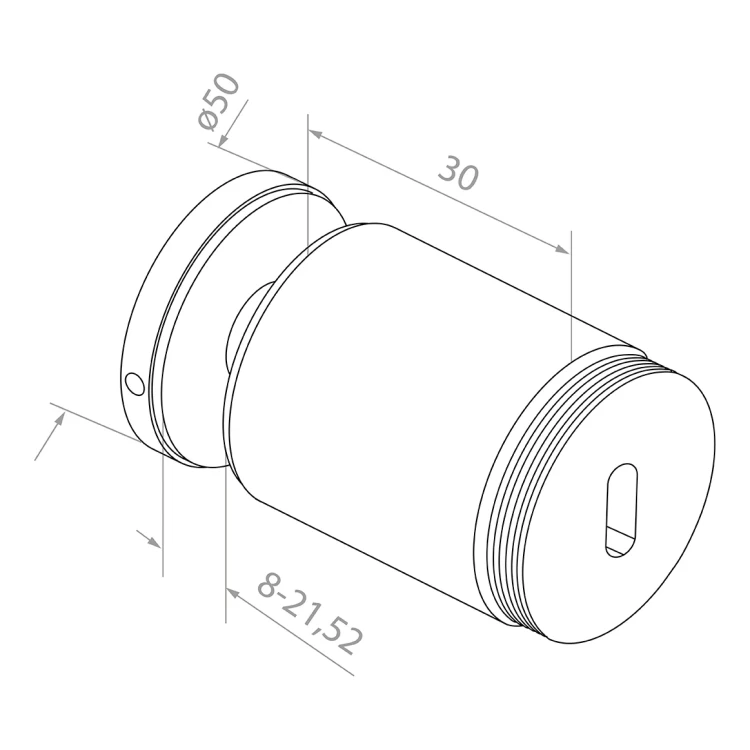 Punkthalter für Glas fi 50/30/M10x45, Glas 8-21,52 mm, AISI 304, flaches System, Satin 000-262 (2)