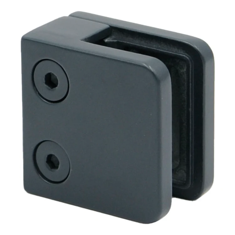 Glashalter 45x45x26 mm Anthrazit Glas 6-10,76 mm Zamak Flachsystem lackiert 000-269 (3)