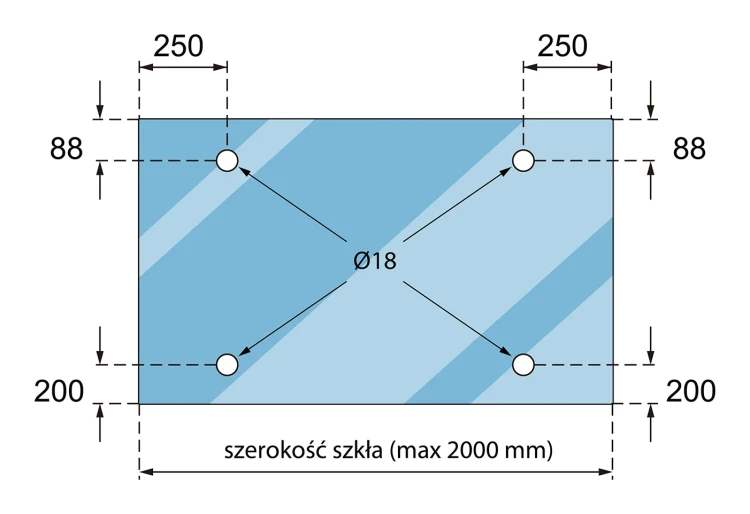 Glasvordach-System M12, 3-teilig, für Zuganker fi 12mm, Glas 8-17,52mm (aisi304, universal, Satin) (10) 000-285 (5)