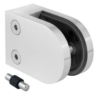 Glashalter 50x40x26 mm, Pin, Glas 6-10,76 mm, AISI 304, flaches System, Satiniert