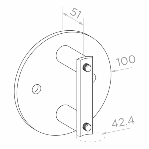 Seitliche Pfostenbefestigung fi 42,4 mm für Rohr fi 100 mm AISI 304 Satin 000-299 (2)