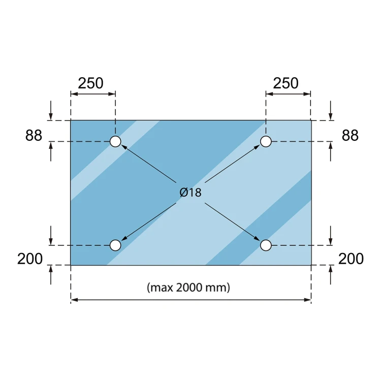 Glasvordach-System M10 3-teiliger Abzug fi 10 mm Glas 8-17,52 mm AISI 304 Satin 000-261 (7)