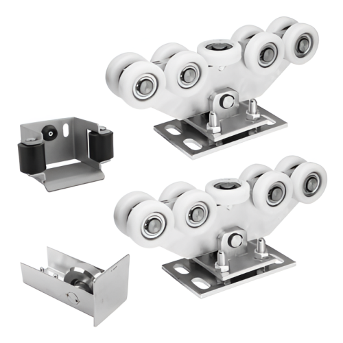 Laufwagen-Paket für Schiebetor: 2× Laufwagen (9-rollig, Kunststoff) + Zubehör 000-252 (1)